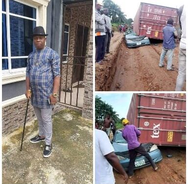 Abia businessman cr✓shed to death by container in Port Harcourt (PHOTOS)