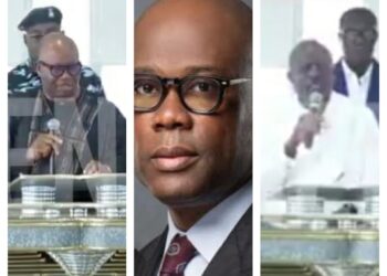 Governor Fubara and Godswill Akpabio exchange ‘jabs’ at Herbert Wigwe’s funeral (VIDEO)