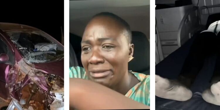 Updated: Nigerian lady traveling by road from London to Lagos involved in accident (VIDEO/PHOTOS)