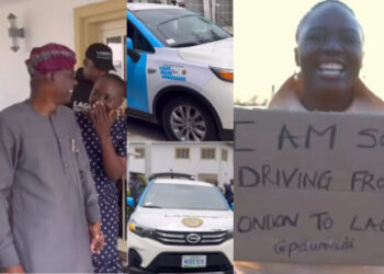 Gov Sanwo-Olu gifts London-to-Lagos solo driver, Pelumi, brand new car, appointed Ambassador (VIDEO)