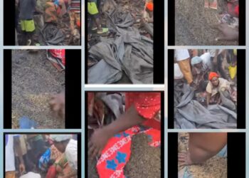 VIDEO: Residents spotted packing ruined noodles and rice marched into the soil from fallen trailer