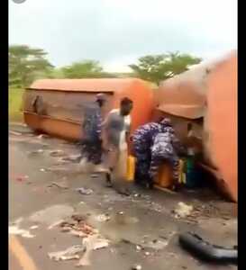 Police scooping fuel